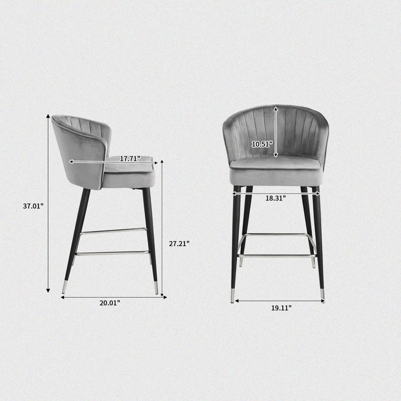 Tabouret de bar 27,22 po Bréham, gris