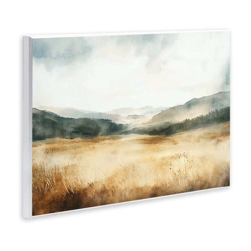 Plaque murale Foggy Landscape Distant Hills, design par LSR Creative Studio, H 10 po x l 15 po