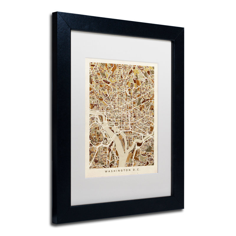 « washington dc map 4 », impression encadrée, H 14 po x l 11 po x P 0,5 po, Blanc