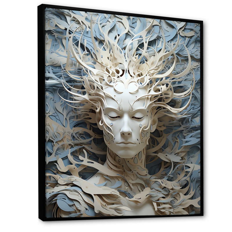 Mythique créature extraterrestre, peinture I, Cadre flottant noir, H 40 po x l 30 po