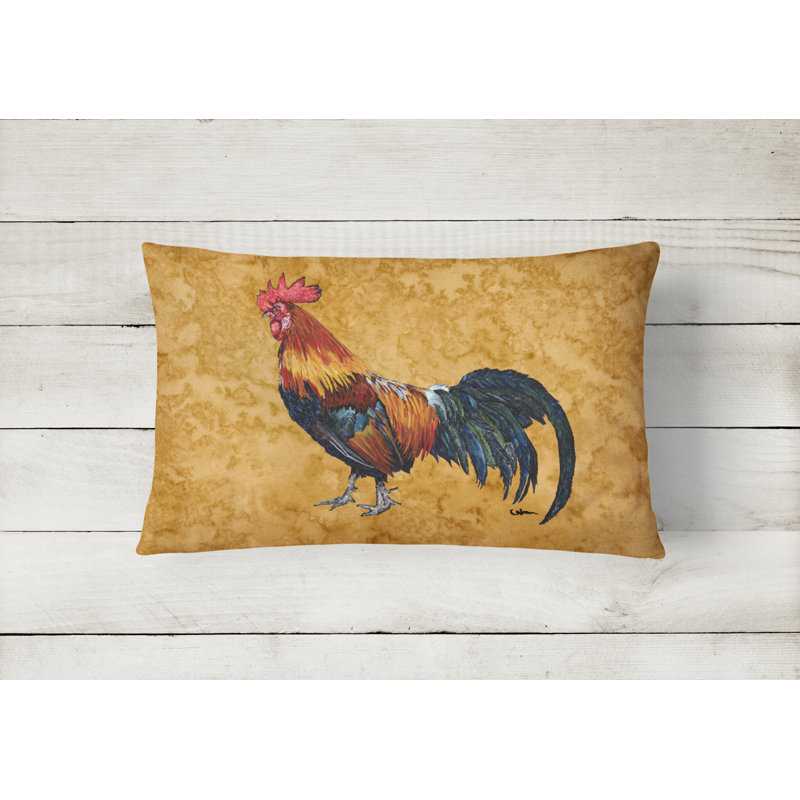 Rooster Outdoor Reversible Throw Pillow