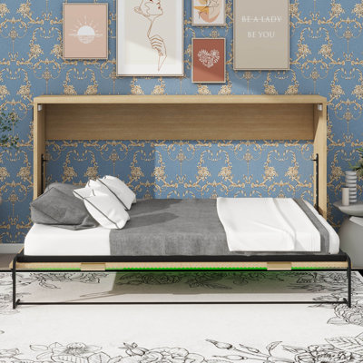 Twin XL Size Murphy Bed With LED Illumination, Capable Of Folding Into A Cabinet