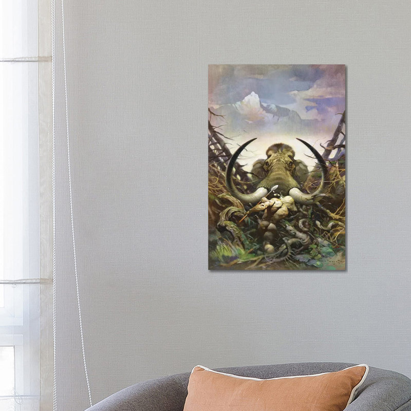 The Mammoth by Frank Frazetta - Painting on Canvas, 66.04 cm H x 45.72 cm W x 1.91 cm D, Wrapped Canvas