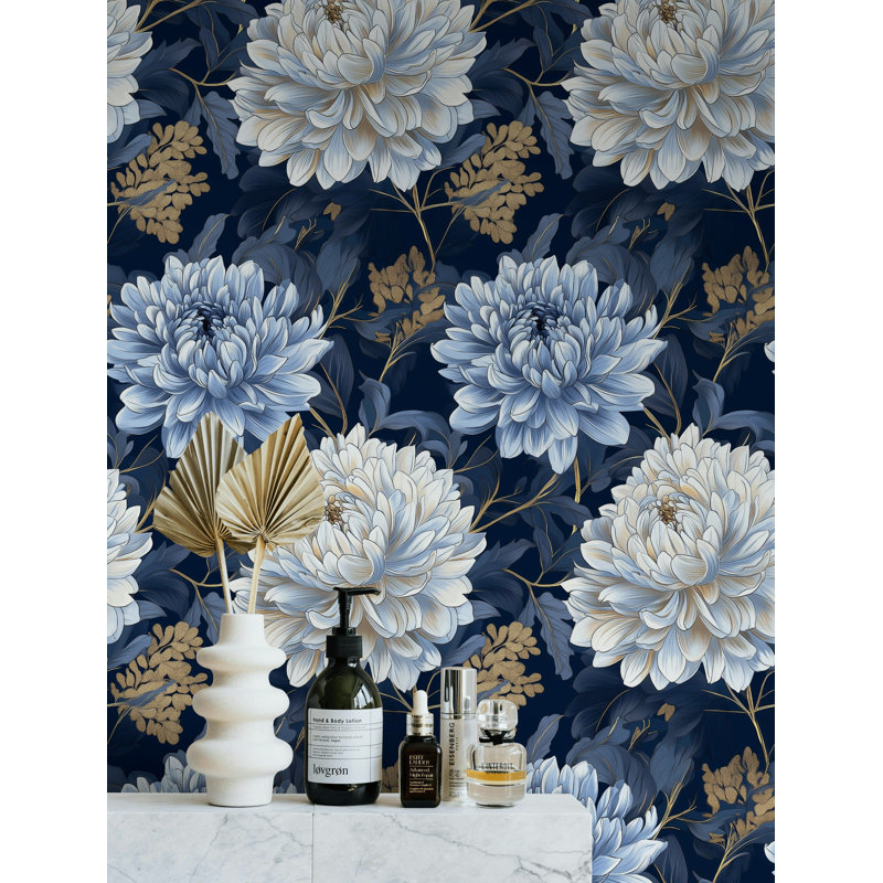 Papier peint floral bleu élégant Elegant