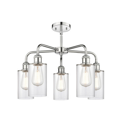 Ervine 5 - Light Steel Dimmable Cylinder Chandelier