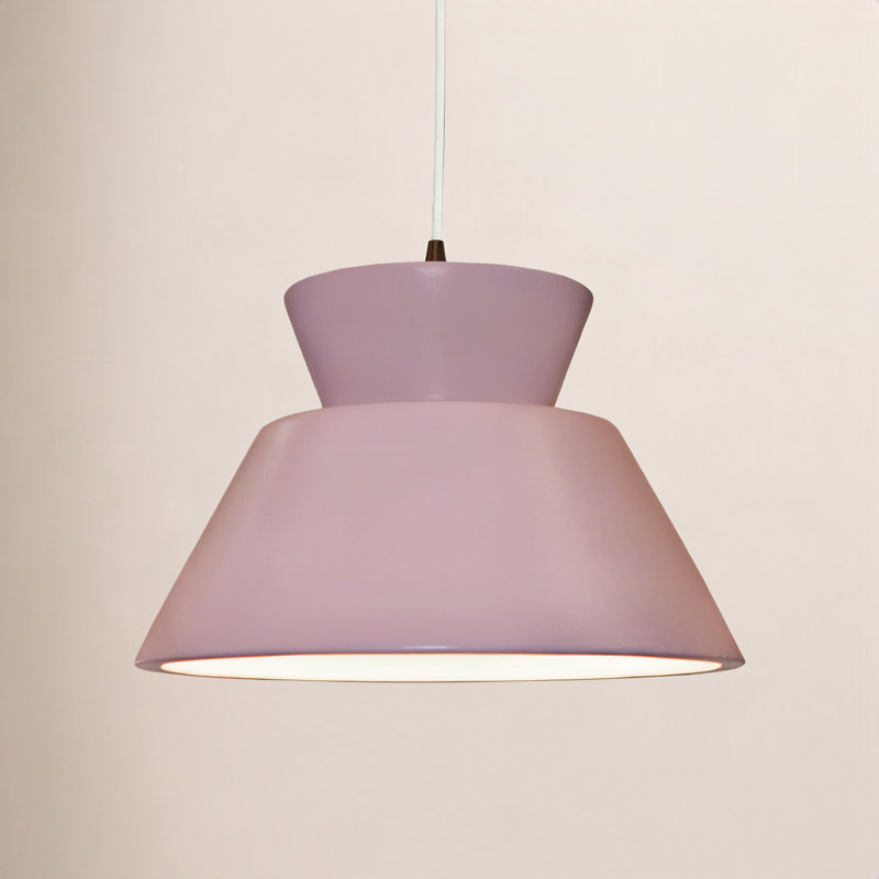 Luminaire suspendu géométrique à 1 lumière Logan, Rose, Bronze foncé / cordon blanc, Incandescente (non incluse)