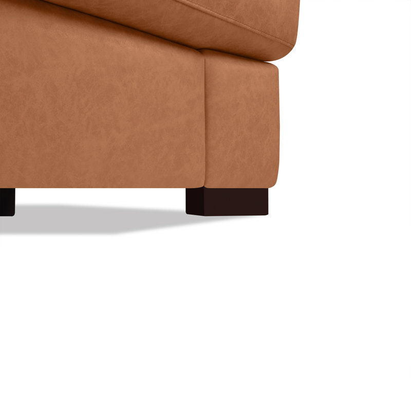 Ajmy 84" Modern Oversized Genuine Leather Sofa, 3 Seater Comfy Couch for Home Office, Apartment & Living Room, Removable Cushions, Wide Square Arms