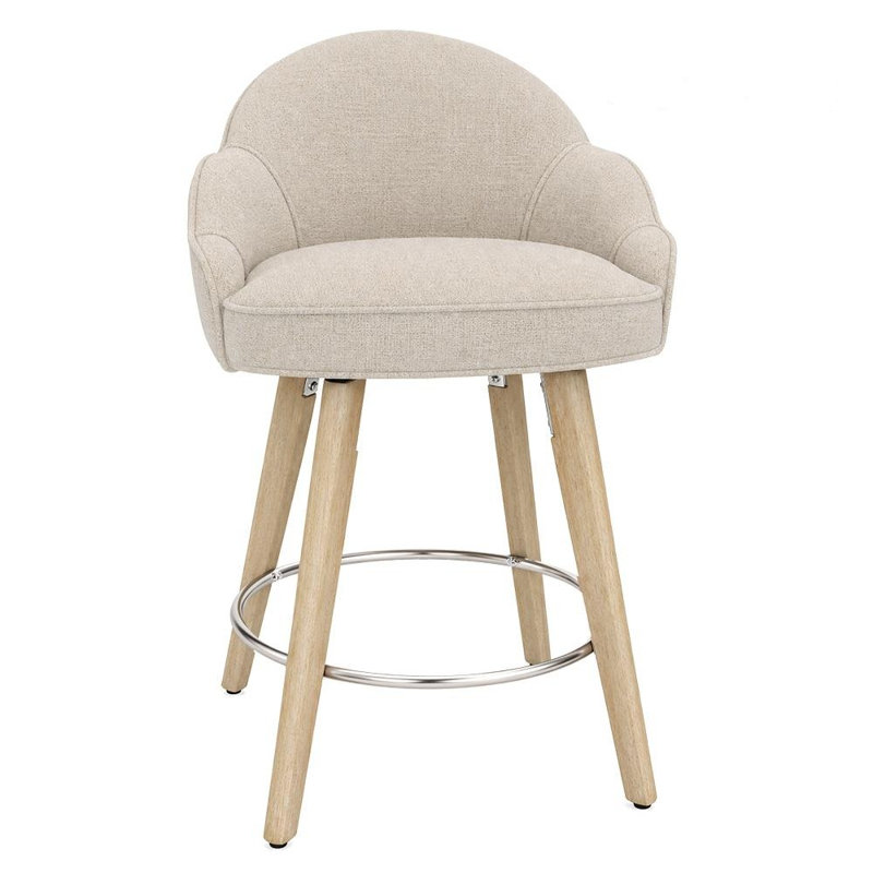 Tabouret de bar pivotant rembourré Daphne (ensemble de 3), Tan, 3