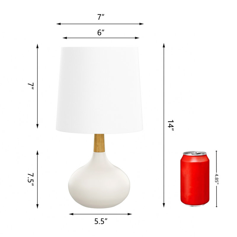 14'' White Ceramic and Wood Modern Table Lamp Set