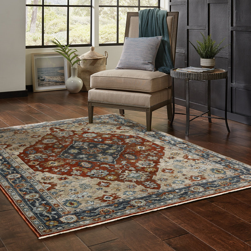 Hovis Oriental Indoor Rug, Rectangle 3'3" x 5'