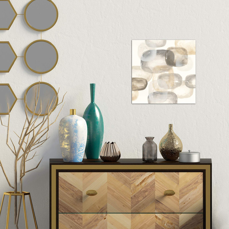 Neutral Stones IV by Chris Paschke - Painting on Canvas, 66.04 cm H x 66.04 cm W, White Floater Frame