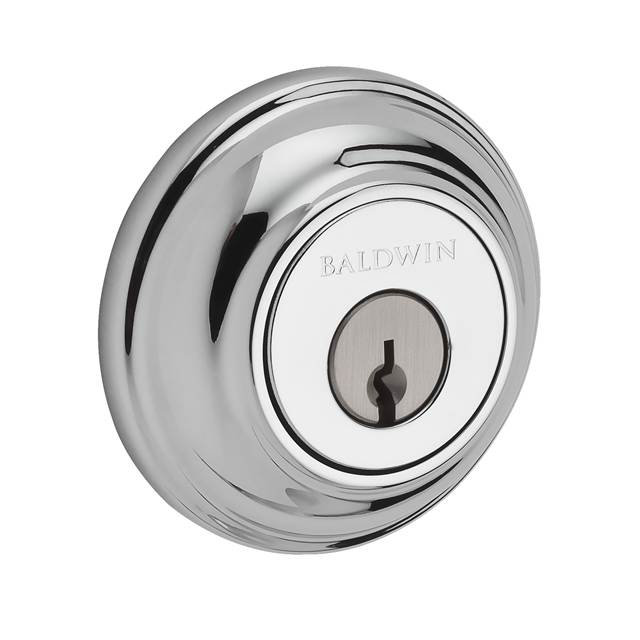 Traditional Round Double Cylinder Deadbolt, Polished Chrome, Keyed Alike, Yes
