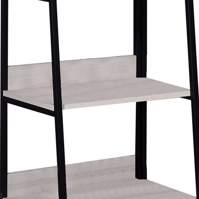 Bibliothèque en bois Centerview, blanc délavé et noir, (5 Shelves) 67"H x 16"W x 16"D
