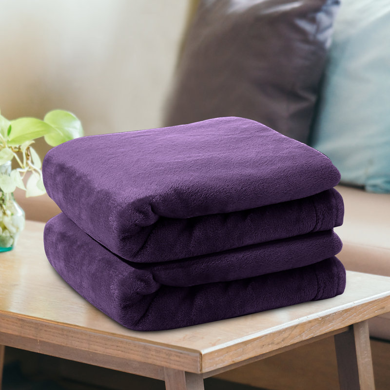 Plush Mink Fleece Blanket – Ultra-Soft, Lightweight Throw For All Seasons, Purple, 200cm x 240cm