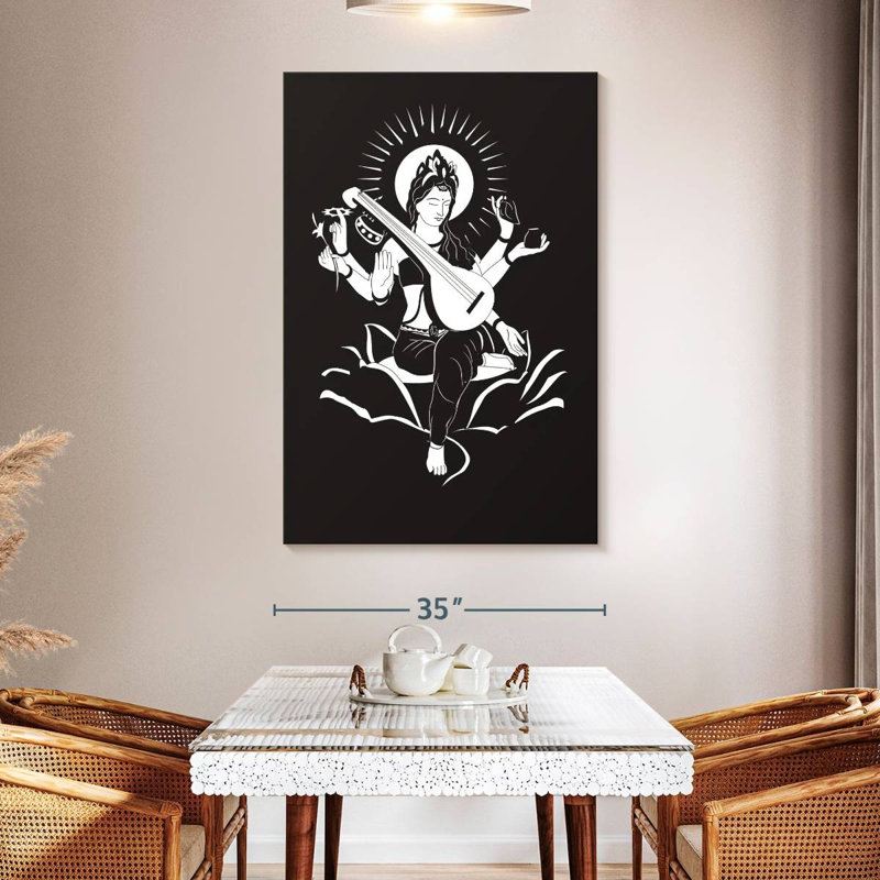 Adas symbolique Saraswati, H 51 po x l 34 po
