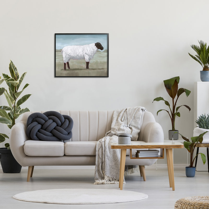 "Sheep On Farm Paint Single Photo Frame" par Grace Popp sur toile, Giclée encadrée noir minuit, H 24 po x l 30 po