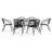 Amlie 7 Piece Outdoor Patio Dining Set - Tempered Glass Patio Table, 6 Flex Comfort Stack Chairs