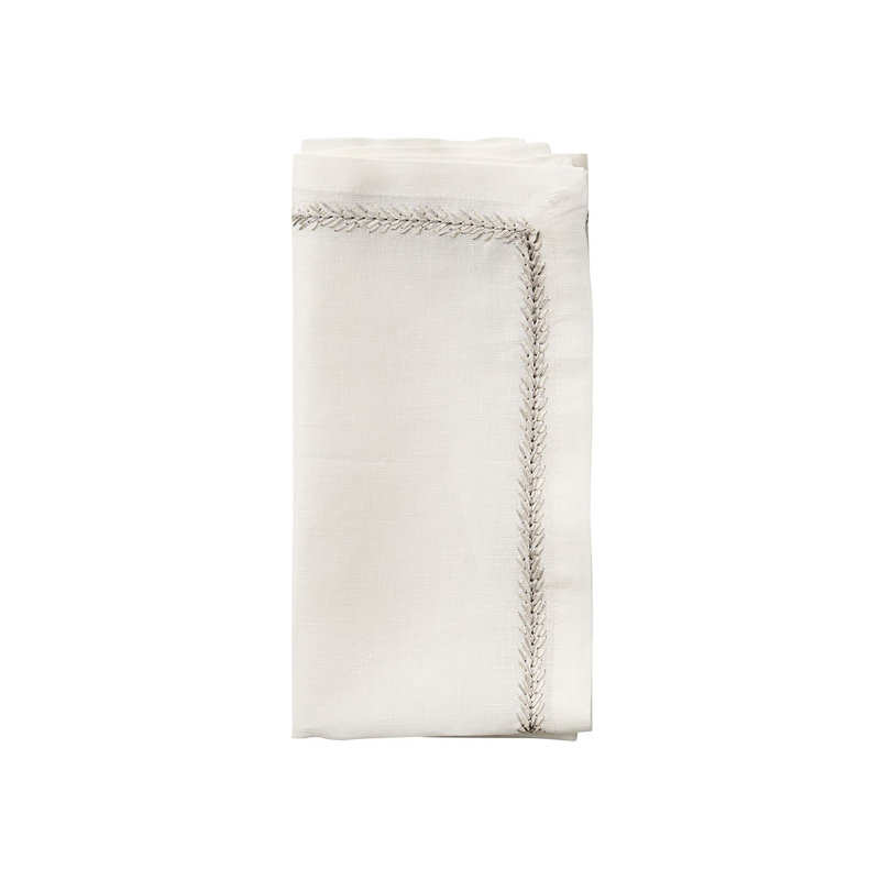 Jardin Napkin, White/Silver