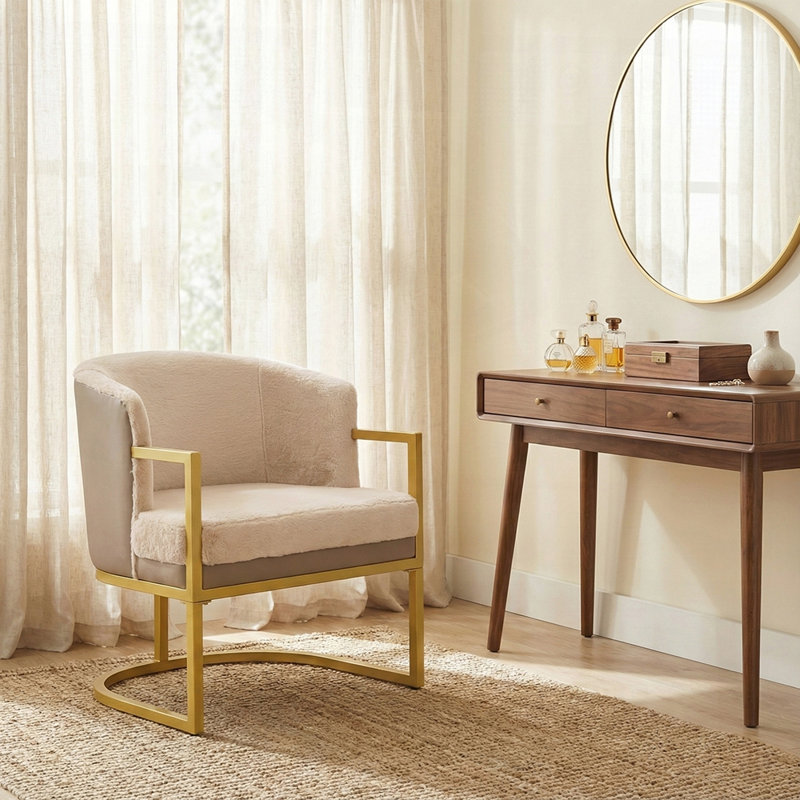 Chaise d'appoint rembourrée Ophelis, Brun
