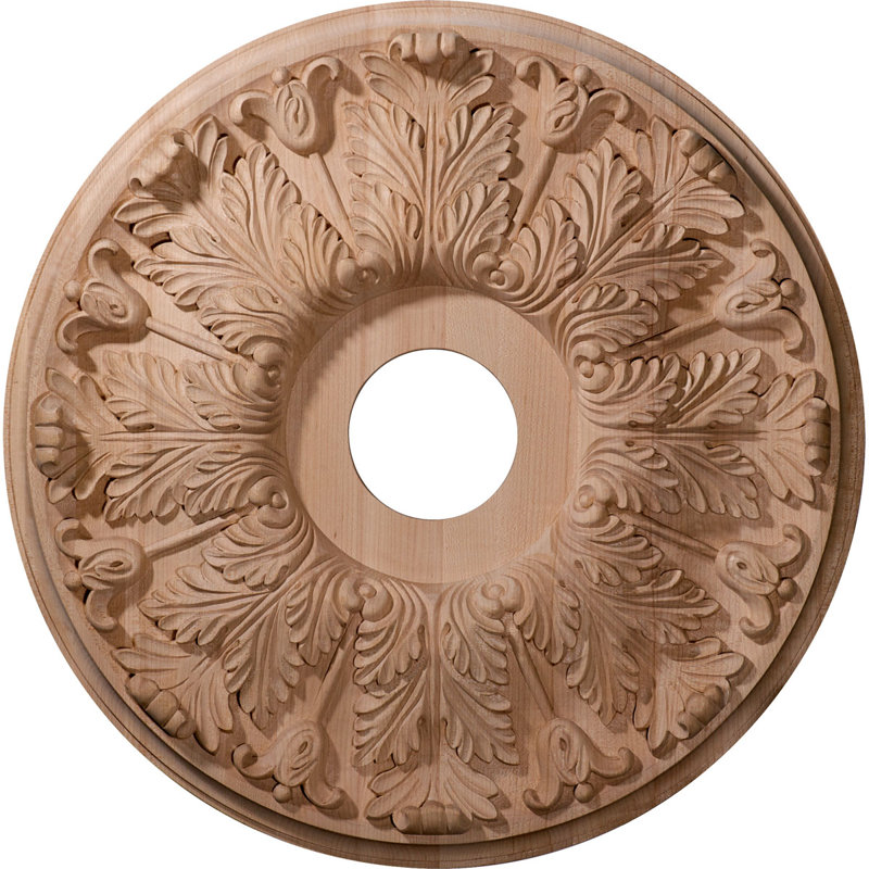 16"OD x 3 7/8"ID x 1 1/8"P Carved Florentine Ceiling Medallion, Cherry (Fits Canopies up to 5 3/8"), 16" H x 16" W x 1.13" D