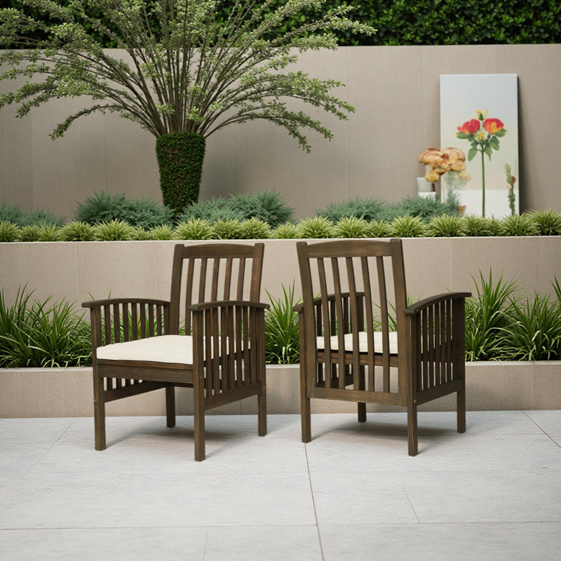 Chaise avec 2 coussins ACACIA, Gris, Crème, crème