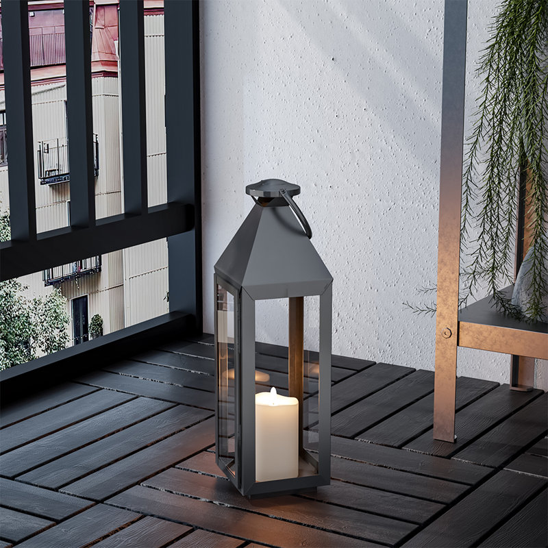 Stainless Steel Floor Lantern, 70cm H x 15cm W x 15cm D, Black