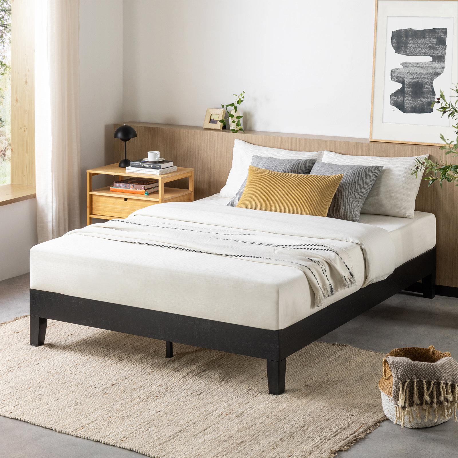 Amaryn Solid Wood Bed, Queen, Black
