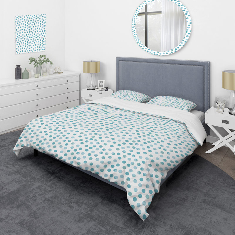Ensemble de housse de couette 2 pièces Green Circle Dots, Housse de couette simple + 1 taie décorative stan
