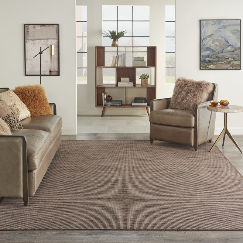 Lillehammer Solid Indoor/Outdoor Area Rug, Rectangle 4' x 6', Brown
