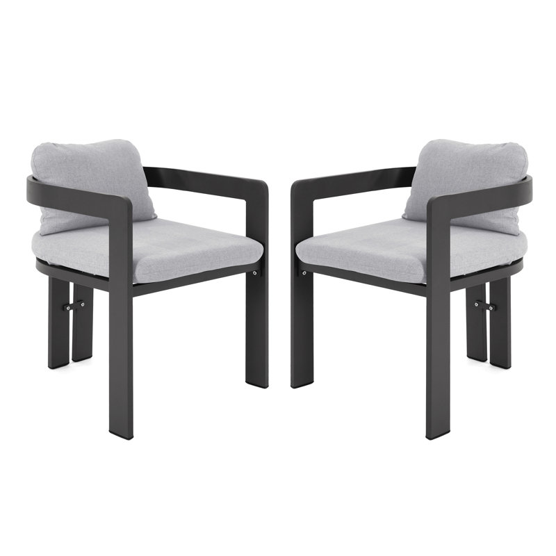 Chaise de salle à manger Outddor et aluminium d'intérieur, structure avec coussin, ensemble de 2
