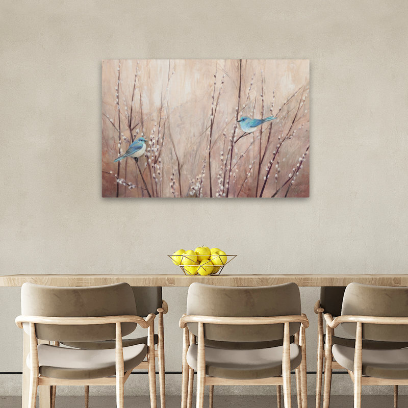 Jolis oiseaux - animaux, oiseaux, branches bleues, H 24 po x l 36 po