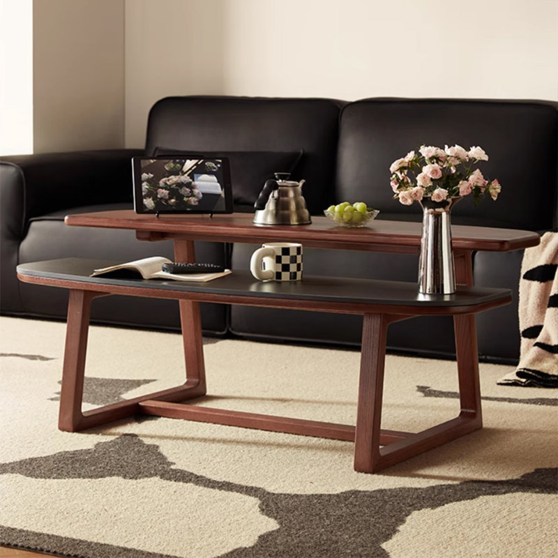 Table basse en bois massif Design Sens, Noir / brun