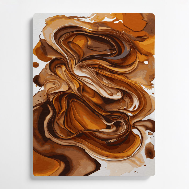Aquarelle abstraite 31, art mural en métal brun, H 10 po x l 8 po