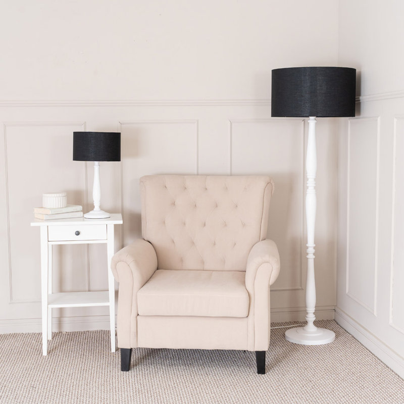 Annum Wood Table Lamp, No, White, Black