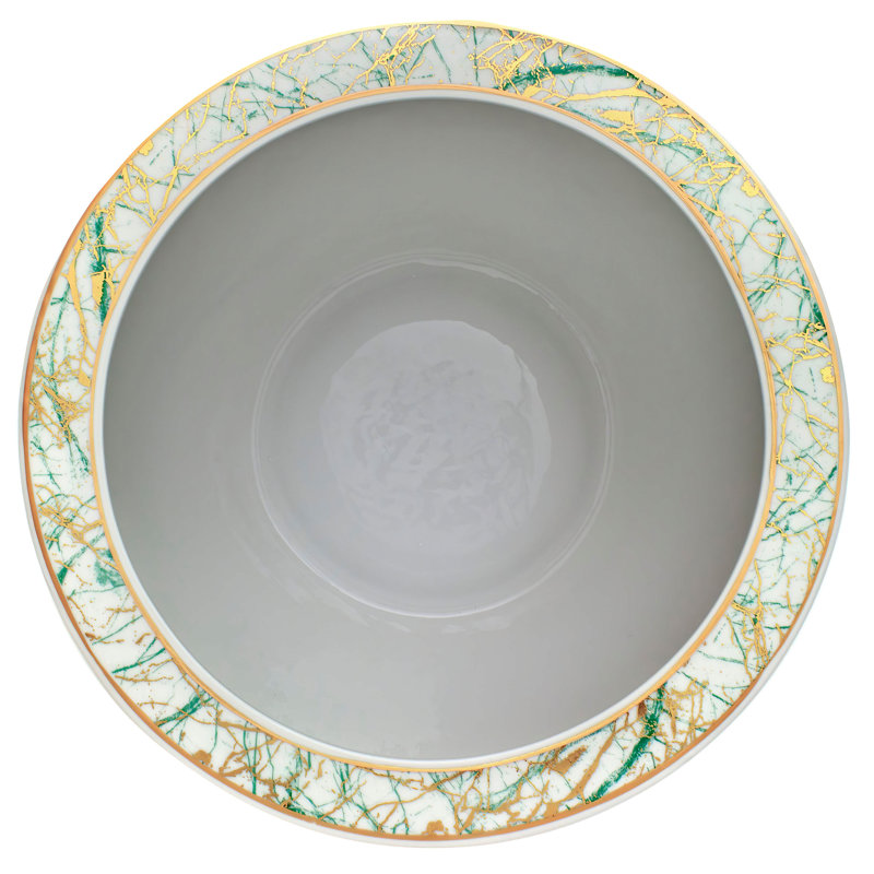 14" Abstract Green & Gold Fishbowl