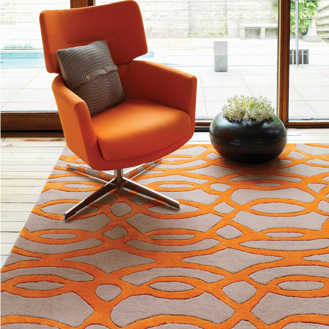 Bontang Hand Tufted Wool Orange Rug