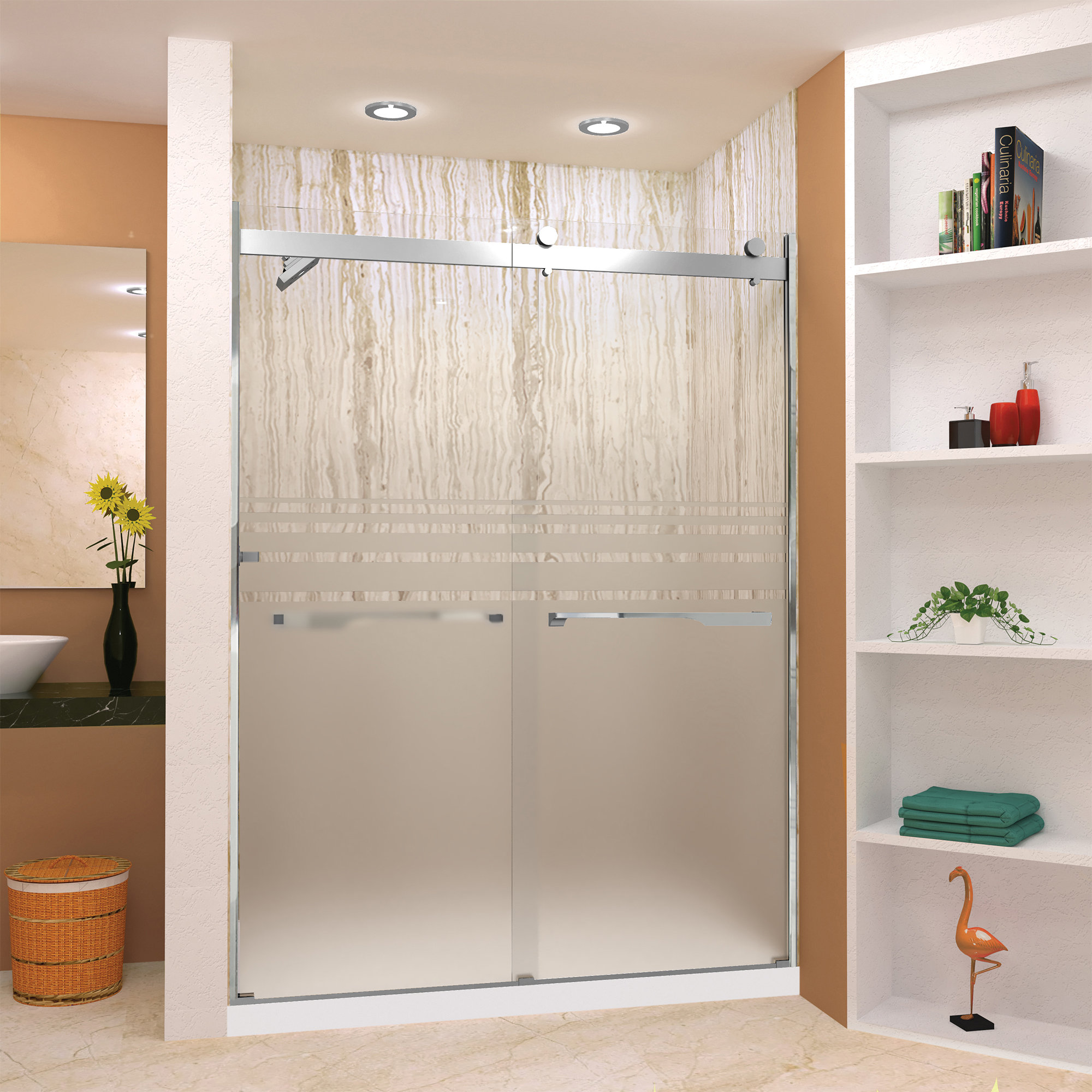 Basco Deluxe 56 in. x 68 in. Framed Sliding Shower Door in Chrome