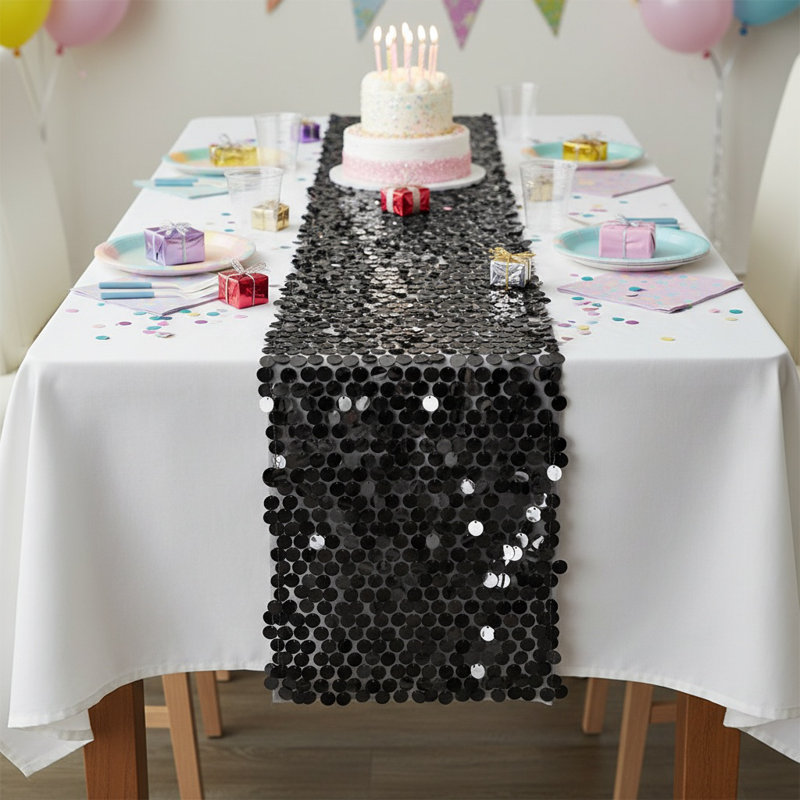 Glitter Sequin Table Runner Lightweight 12X108 Inch Sparkle Table Dinning Linens Table Decor For Holiday Party And Wedding