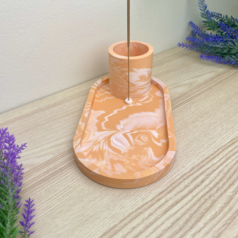 Incense Stick Holder with Storage, Orange