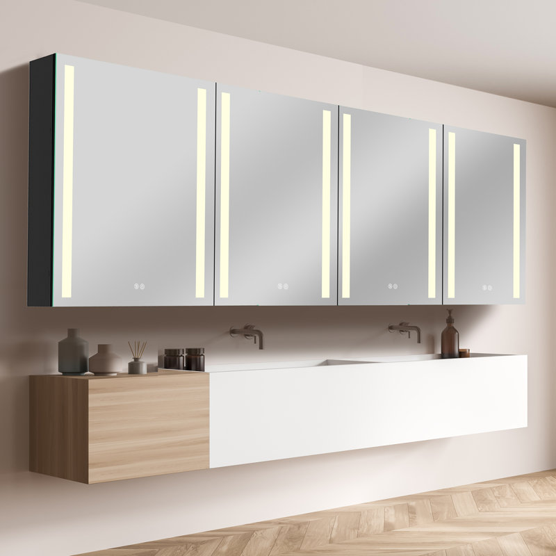 Armoire à pharmacie à DEL sans cadre 80 W 30 H avec miroir et 12 tablettes