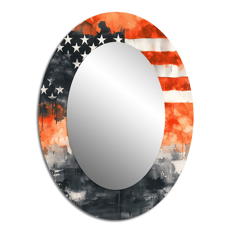 American Flag Patriot Memories I - Miroir mural rouge traditionnel, 40 po x 30 po