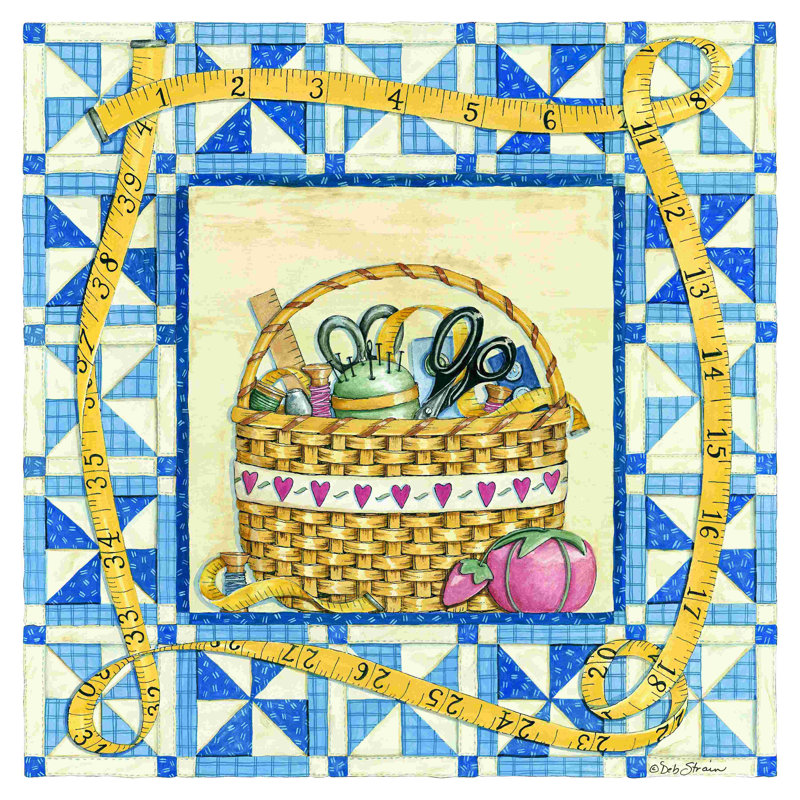 Panier de courtepointe - peinture sur toile tendue, H 12 po x l 12 po
