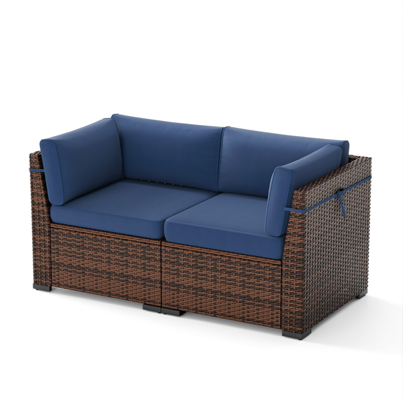 Wicker Outdoor Patio Chair With Cushions, Blue
