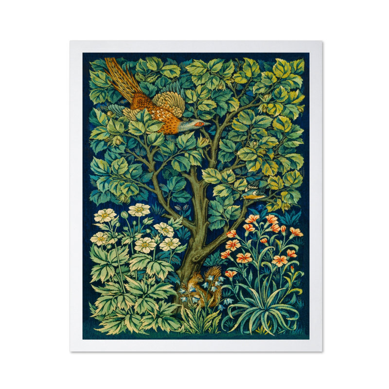 William Morris - faisan, Affiche, Encadrement blanc, H 08 po x l 10 po