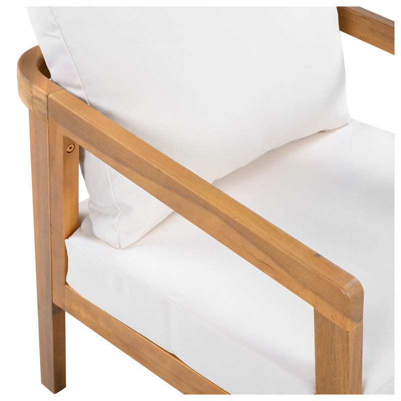 Ensemble de chaises de patio 3 pièces avec coussins beiges - Structure en bois d'acacia