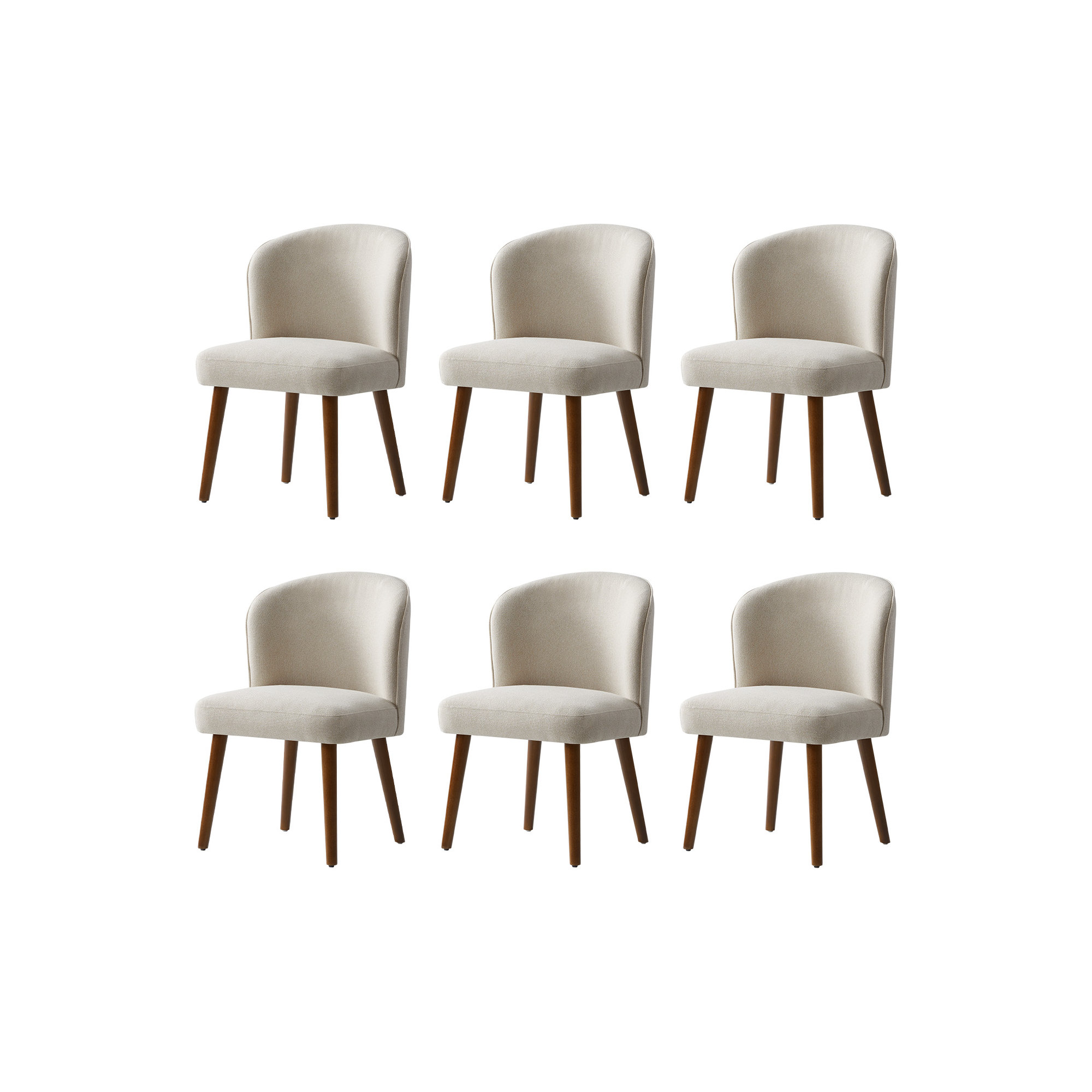 Palmdale Mid-Century Modern Upholstered Dining Chair Set, Linen, 6