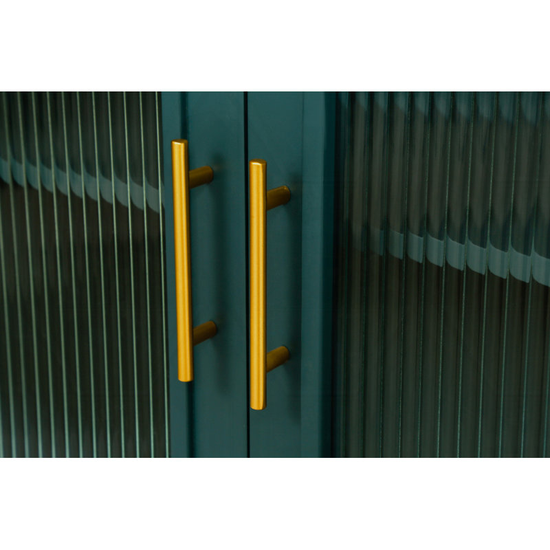 Armoire de rangement en bois, Bleu marine / doré