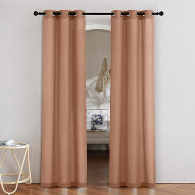 NICETOWN Terracotta Linen Doorway Curtains 80 Inches Long, Grommet Thick Linen Weave Semi Sheer Window Treatments Privacy Assured With Light Filtering For Bedroom/Side Door, W34 X L80