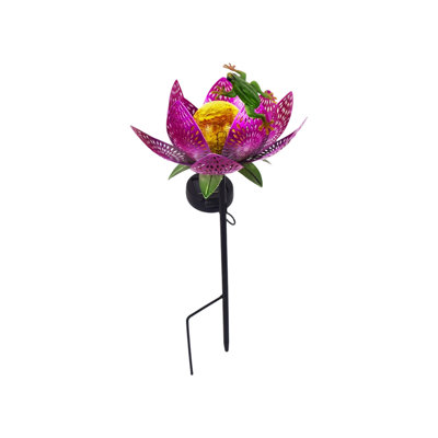 Metal lamp Solar Powered Hollow Lotuses Stake Lights With Decor  Solar Landscapes Light For Garden Yard Walkway Patio Lawns Decoration