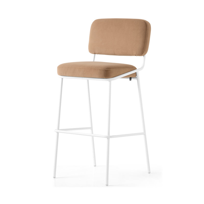 Sixty Upholstered Counter Stool with Metal Frame, Counter Stool (25.63" Seat Height), Painted Brass, Camel Brown